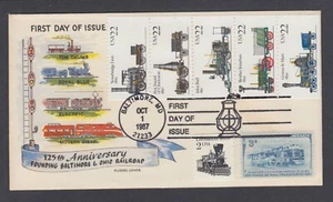 US Sc 2366a combo FDC, 1987 22c B&O Railroad pane, Fluegel cachet, unaddressed - Picture 1 of 2