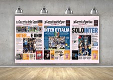 INTER TRIPLETE POSTER GAZZETTA CHAMPIONS STAMPA FOTOGRAFICA PROFESSIONALE