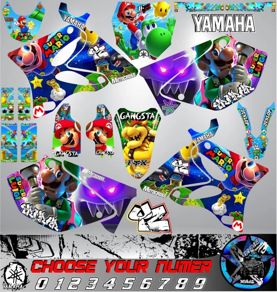 Kit Gráfico Yamaha YZ 125-250 2002-2014 Kit Gráfico Calcomanías Pegatinas  Foto 1 de 1