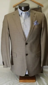 Tommy Hilfiger Brown Worsted Wool Two Button Flat Front Suit 38R 31 x 30.5 NWOT - Picture 1 of 10