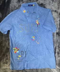 Polo Ralph Lauren XLT Floral Tropical Island Colored Logo Polo Print Men - Picture 1 of 6