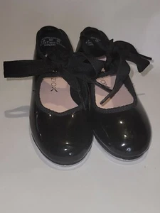 Kids Capezio Girls Tele Tone Tap Low Top Lace Up Black Shoes N625C Size 8M - Foto 1 di 6
