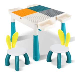 Kindersitzgruppe Kindertisch Kindermöbel Set Kleinkind Stauraum mit 2 Stühle - Bild 1 von 8