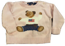 Baby Girls Ralph Lauren â€œSitting Bearâ€� Sweater pre-owned size S/M (6-9 months)