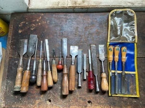 Vintage Chisel Lot - Buck, Samson, Sheffield, Santo, Etc. Woodworking Chisel Lot - Picture 1 of 15