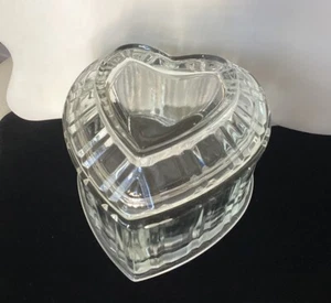 Heart Shape Trinket/Jewelry Dish Candy Bowl Heavy Clear Glass W/Lid Med/Large - Picture 1 of 12