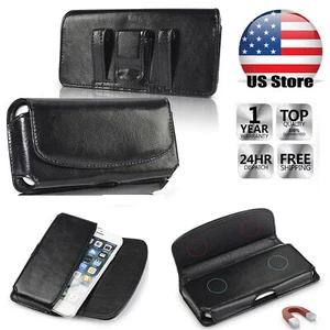 Holster Pouch Leather Wallet Phone Case Cover with Belt Loop for iPhone Samsung - Picture 1 of 26