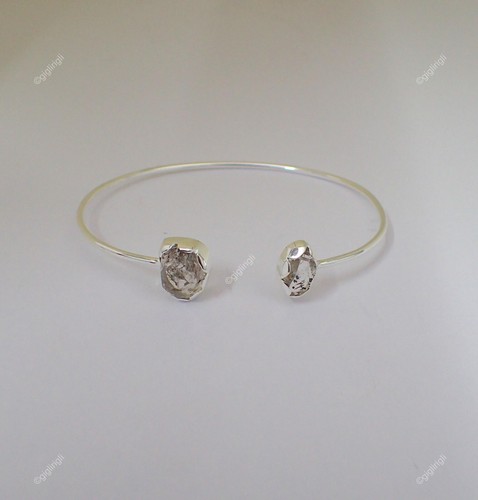 VALENTINO Bracciale regolabile dichiarazione pietre preziose cristallo Herkimer naturale argento 925