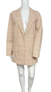Liverpool Plus Damen 1X offener Boyfriend Blazer Jacke kariert beige rosa weiß - Bild 1 von 10