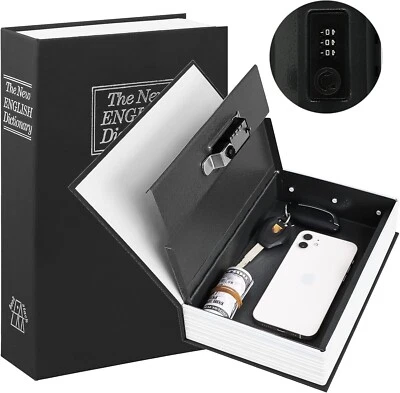 ENDLESSAISLESSTORE Safe Lock Box Book Vault Metal Fire Proof Secret Money Hidden Gun Cash with Key