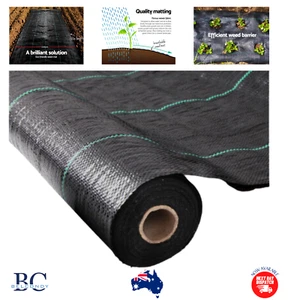 Instahut Weedmat Woven Fabric Weed Control Gardening Matting 30/50/100m Black - Picture 1 of 13