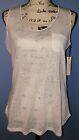 NWT CROSBY WOMEN'S SOLID WHITE LINEN EMBELLISHED Neck SLEEVELESS BLOUSE SIZE M