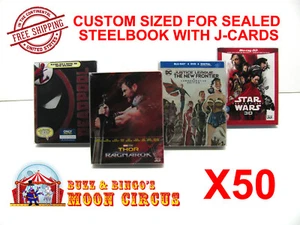 50x BLU-RAY STEELBOOK WITH J-CARDS (SIZE BR5) - CLEAR PLASTIC BOX PROTECTORS  - Picture 1 of 8