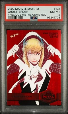 GHOST-SPIDER PSA 8 2022 Marvel Metal Universe Spider-Man PMG Red #128 70/100 - Image 1 of 2