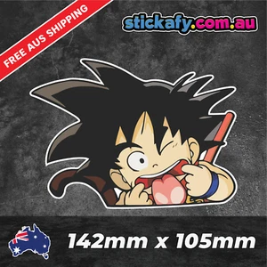 Pegatina Cheeky Goku Peeking Divertida Laptop Coche Ventana Parachoques 4x4 Ute Calcomanía DBZ - Imagen 1 de 4