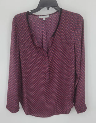 Blusa Daniel Rainn Top Mujer Pequeña Colorida Estampado Geo Boho Campesina Popover Foto 1 de 4