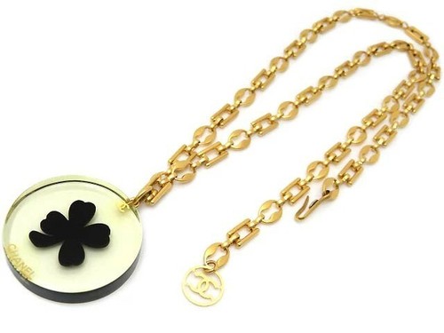 Collana Quadrifoglio CHANEL Plastica CC Oro Autentica bs25706