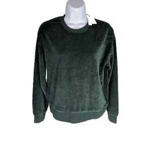 New Marine Layer Womens Sweatshirt Moonlight Velour Pine Needle Green Christmas - Picture 1 of 8