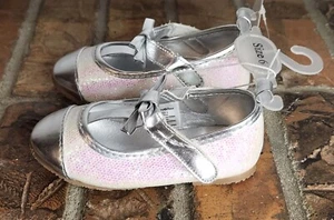 Baby Girl Shoes Size 6 Pink Silver Glitter Bow Accent, Slip On, New, Sequin #5  - Picture 1 of 5