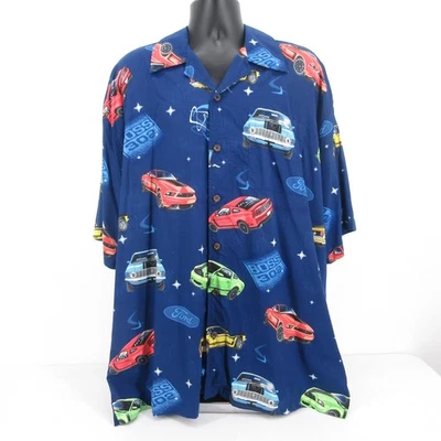 Ford Mustang Boss 302 David Carey Originals Hawaiian Shirt Mens Size 3X Blue - Image 1 of 4