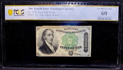 PCGS UNC 60. FR# 1379 Fractional Currency, 50c 1869 United States Fourth Issue - Image 1 of 4