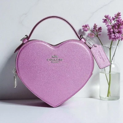 Coach Heart Crossbody in Metallic Lilac Leather CP020 - Image 1 of 3