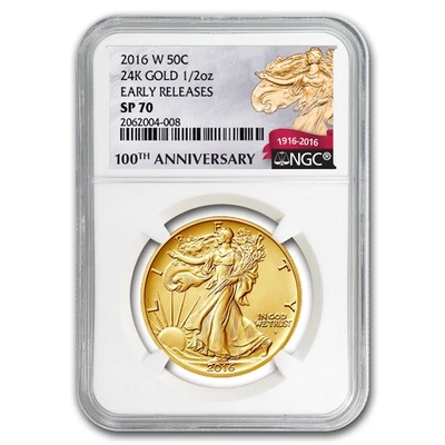 2016-W 1/2 oz Gold Walking Liberty Half Dollar SP-70 NGC (ER/FR) - Image 1 of 3