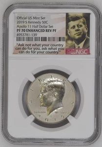 2019-S Kennedy Half Dollar Coin NGC PF 70 Enhanced Reverse Proof Apollo Set - Picture 1 of 2
