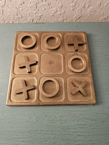 Vintage MidCentury Leonard massiv Messing Tic Tac Toe Spiel - sehr gut - Bild 1 von 7