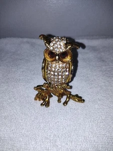 Crystal Encrusted & Enamelled Owl Trinket Box - Picture 1 of 10