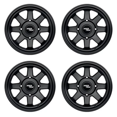 4pc 12" RT116 RockTrix Wheels ATV UTV SxS, 12x7, 5+2, 4x110 4/110, Matte Black - Image 1 of 4