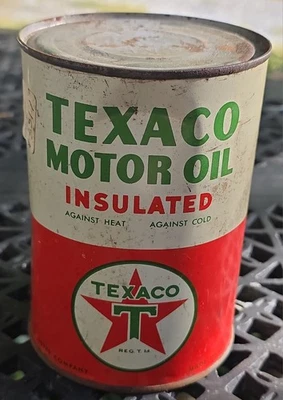 Aceite de motor Texaco original vintage lata de 1 cuarto todo metal, completo, nunca usado Foto 1 de 4