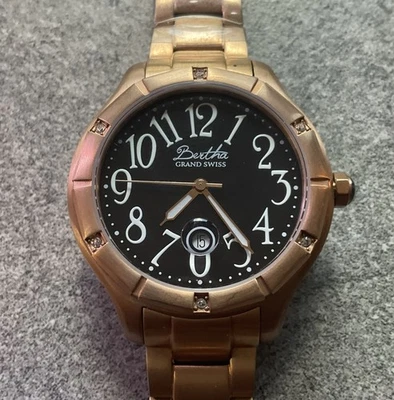 Bertha Grand Swiss Womens Watch 316L 37mm Rose Gold Tone Case/Band Black Dial BX - Image 1 of 4