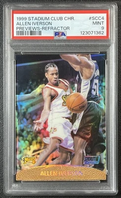 ALLEN IVERSON PSA 9 1999-00 TOPPS STADIUM CLUB CHROME #SCC4 PREVIEWS REFRACTOR - Image 1 of 2