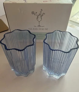 Neu in OVP/Glas Hause gerippte Glasbecher - blau - Bild 1 von 10