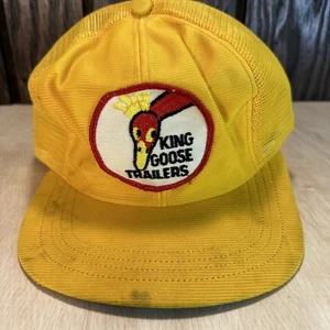 Vintage King Goose Trailers Hat Trucker Cap SMALL patch 80s Youth Kids Yellow - Picture 1 of 12