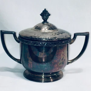 Azúcar Cuenco Cubierto Wm A Rogers Berwick Plateado Mango Trofeo Arte Antiguo D - Imagen 1 de 6