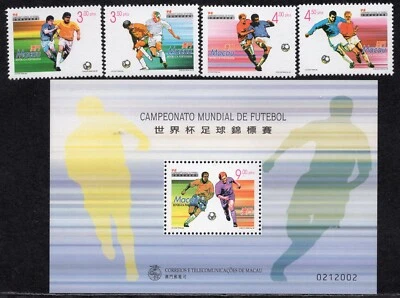 121 - Macao Portugal 1998 - Mundial de Fútbol - Juego MNH + Hoja Souvenir Foto 1 de 2