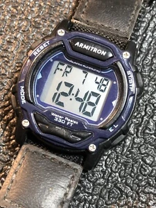 Vintage ARMITRON Digital Watch 330FT Black & Blue Tone (Running) UNTESTED - Picture 1 of 18