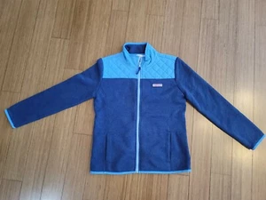 New Girls VINEYARD VINES Blue Knit Full Zip Quilted Shoulder Sweater Size L (14) - Picture 1 of 6