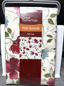Nappe vinyle fleurie 52" x 70" écologique sans PVC grands rassemblements, floral - Photo 1/6