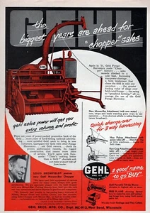 1952 Gehl Feldhäcksler Bauernhof Traktor Arbeitsgerät Original Printanzeige - Bild 1 von 1