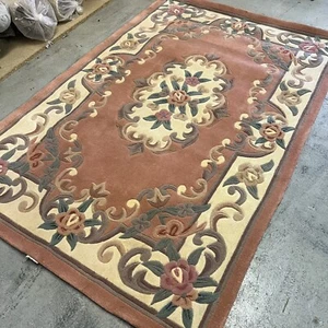Chinese Peach Wool Rugs Handmade Aubusson Design 120x180cm RRP£169 - Picture 1 of 4