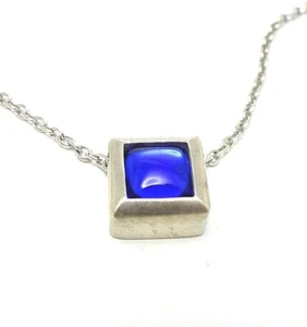 75. toller Anhänger matt Gleiter blauer Stein eckig mit TCHIBO Kette 925 Silber - Bild 1 von 4