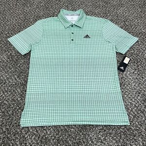 Adidas Golf Polo Shirt Ult Plaid Clear Mint Mens Size Small Lightweight SS $65