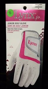 New Lynx Jr Golf Glove Size Large L/G junior Right Pink  And White Lot B A4-11