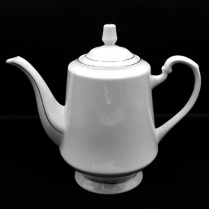 Vintage Tangshan Porzellan Teekanne Fine China Esszimmer weiß Keramik Goldrand Deckel - Bild 1 von 8