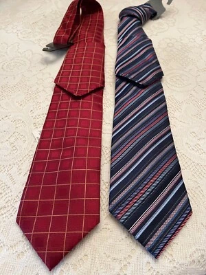 ¡IMPRESIONANTE! 2 NUEVAS con etiquetas Angelo Rossi rayas/corbatas cuadradas de microfibra org. $49,50/ea Foto 1 de 4