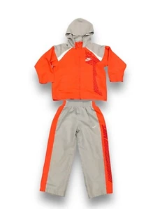 Nike Boys Colorblock Full-Zip Jacket & Pants Track Set Size 5 Orange Grey VTG - Picture 1 of 9
