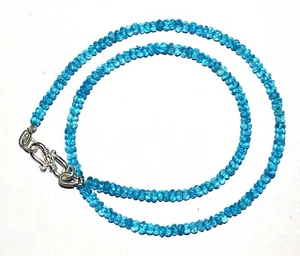 925 Fine Silver Sky Topaz Gemstone 4-5 mm Round Beads 16" Strand Necklace GBH-44 - Picture 1 of 6